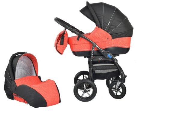 Детска количка Baby Merc 2 в 1 модел ZIPY черна с червено