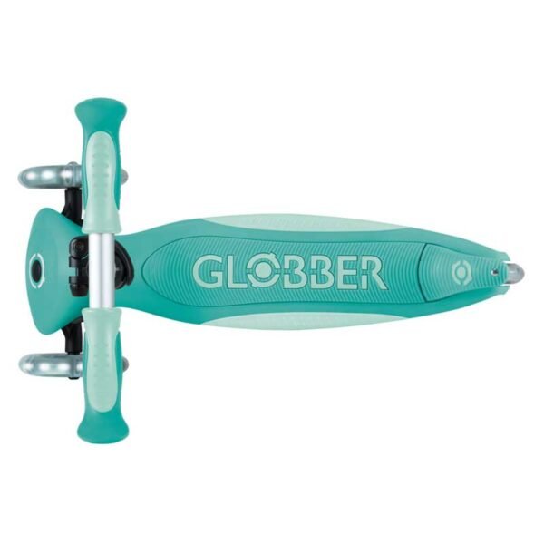 Детска сгъваема тротинетка с родителски контрол Globber Go Up Deluxe Flash Lights, ментово зелена - Image 7